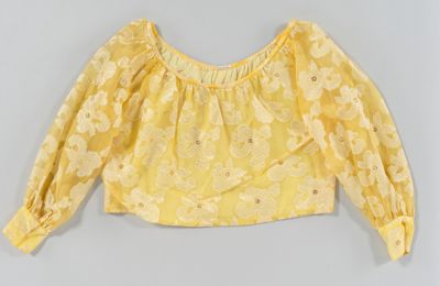Yellow Chiffon Peasant Blouse with Floral Brocade