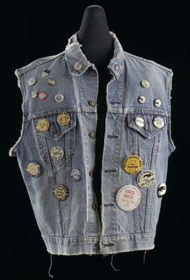 Commemorative denim vest with buttons assembled by Joan Trumpauer Mulholland