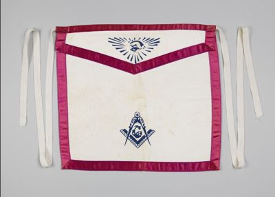 White Canvas Masonic Apron with Burgundy Trim