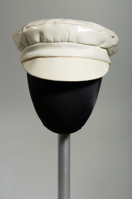 White Vinyl Newsboy Cap with Glossy Finish