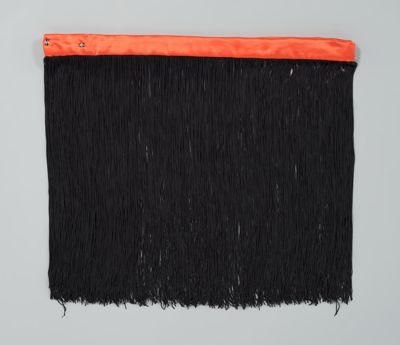 Orange Synthetic Satin Belt with Black Fringe