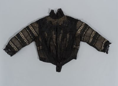 Black Silk Taffeta Pigeon Breast Bodice with Cording