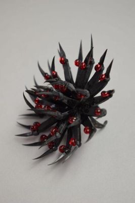 Ring, metal, rubber and glass beads, part of the "Cyberpunk" outfit from the film "Kika", designed by Jean Paul Gaultier, France, 1994.