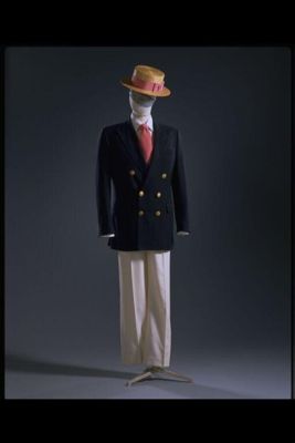 Navy Wool Double-Breasted Blazer with Brass Buttons