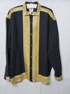 Man's shirt, navy wool, gold braid, Workers for Freedom, Great Britain, 1980s.