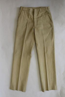 Beige Cotton Twill Straight Leg Chinos