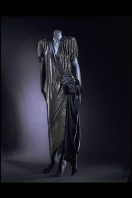 Aluminum Mesh Draped Evening Dress