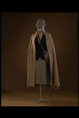 Black Wool Jacket with Camel Cape Ensemble