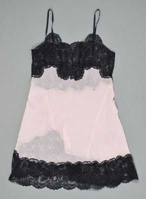 Slip petticoat of nylon chiffon with machine net lace, probably made in Great Britain, 1955-1964