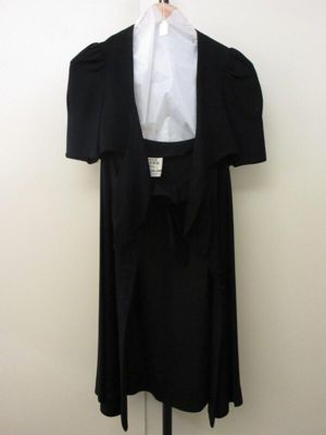 Black Moss Crepe Mini Dress White Bib