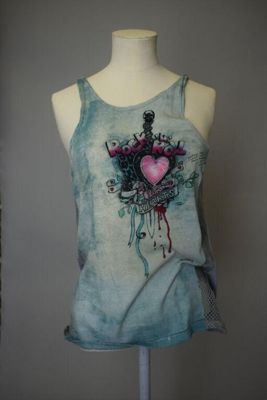T-shirt, printed cotton, "Rock and Roll hearts", Modzart, British,  1983.