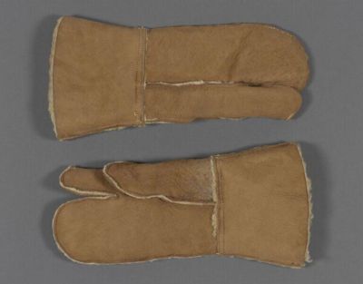 Pair of men's sheepskin gloves, made in Europe, 1960-1995
