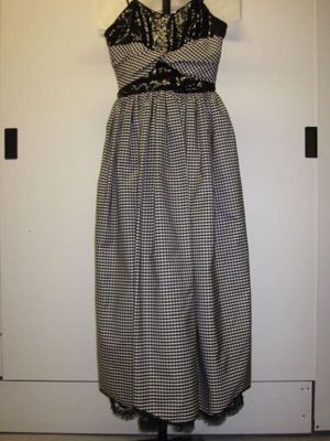 Black Gingham Taffeta Strapless Evening Gown