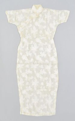 Qipao (woman's dress), white silk organza, made in Shanghai, China, 1950s