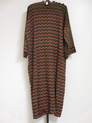 Brown Rust Black Chevron Print Cotton Kaftan