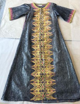 Dress, silver lurex thread with embroidery, designed by Shade Thomas-Fahm, Lagos, Nigeria, 1970s