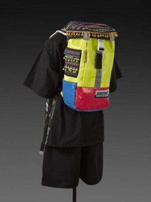 Fluorescent PVC Backpack with Colorful Pom Poms