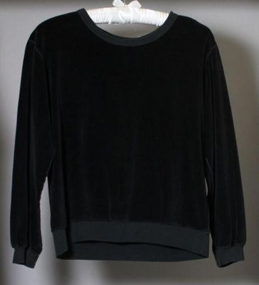 Black Cotton Velour Tracksuit Top