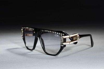 Black Plastic Oversized Statement Sunglasses with Gold Accents