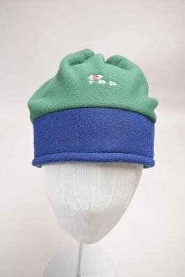 Green Blue Nylon Fleece Beanie Hat
