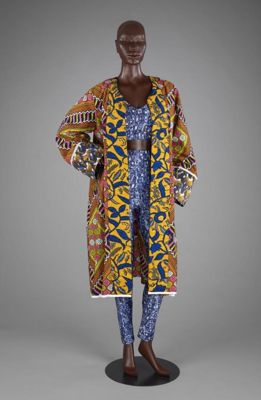 Multicoloured Ankara Cotton Robe with Fitted Leggings