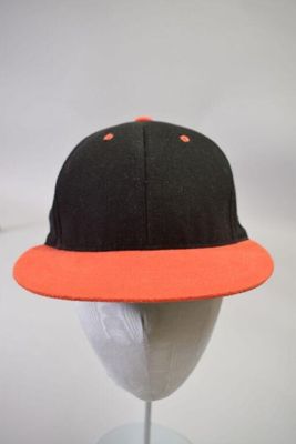 Black Cotton Baseball Cap with Orange Visor