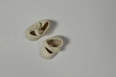 Doll's shoes, white leather, for Bleuette, 1950s