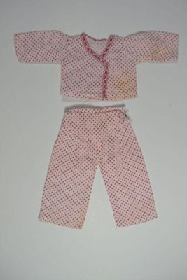 Doll's pyjamas, white with red spots, for Bleuette, 1950s