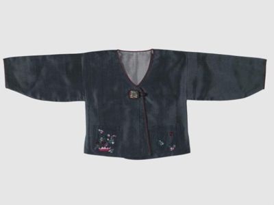 Dark Teal Silk Korean Jeogori Jacket
