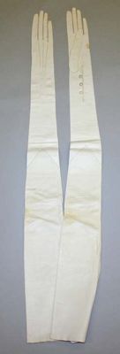 Ivory Kid Leather Opera-Length Evening Gloves