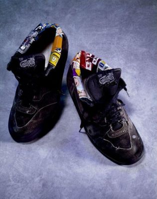 Black Suede Vans with Colorful Patches