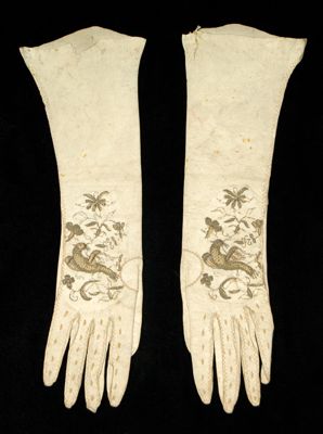 Cream Kid Leather Elbow-Length Formal Gloves