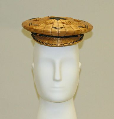 Golden Brown Woven Straw Flat-Crowned Hat