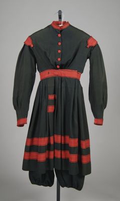 Forest Green Wool Gymnasium Suit with Red Trim
