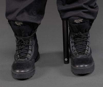Black Leather Combat Boots with Nylon Panels