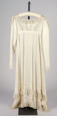 Cream Cotton Muslin Empire Waist Day Dress