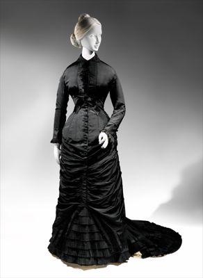 Black Silk Taffeta Bustle Afternoon Dress