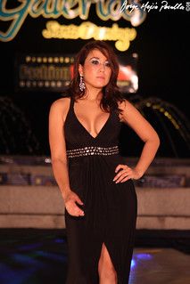 Black Jersey Knit V-Neck Cocktail Dress